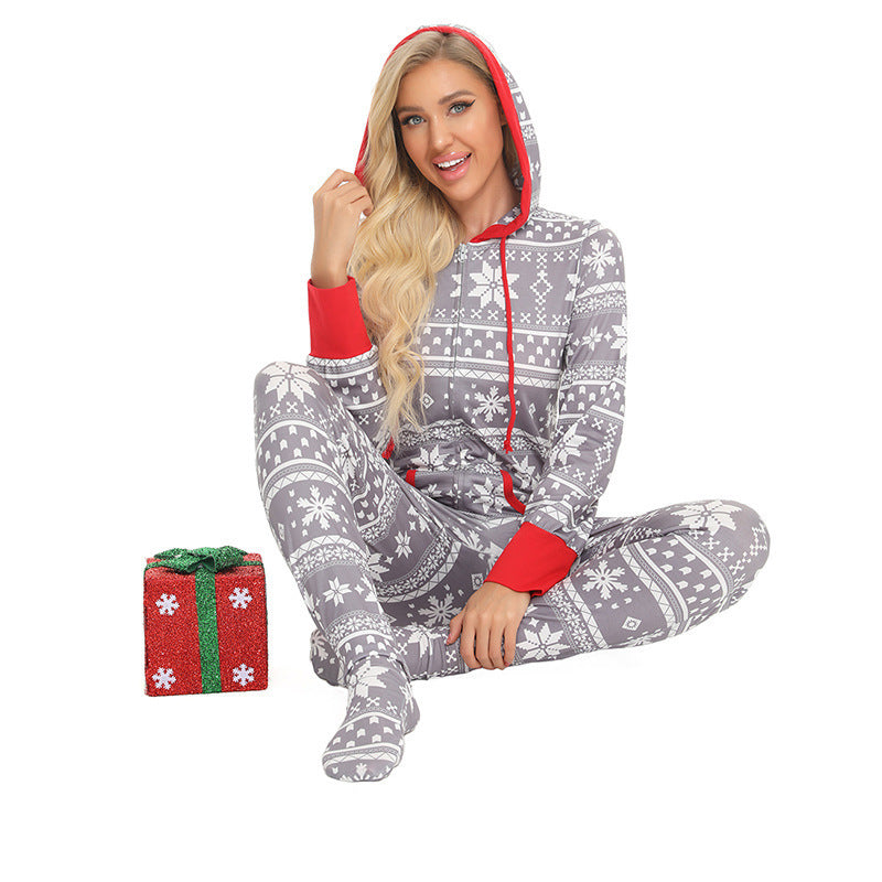 New Christmas Home Wear Pajamas One-piece Parent-child Outfit Elk Snowflake by My Store
