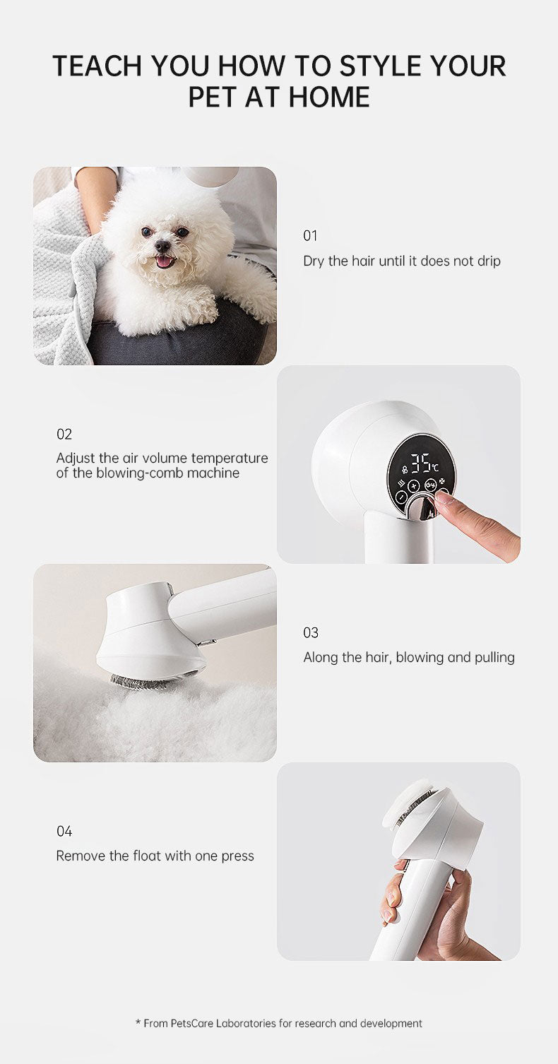 Smart Pet Hair Dryer Dog Golden Retriever Cat Grooming Hairdressing Blow & Comb Silent No Harm Pet Cleaning Supplies Pet Product by eprolo