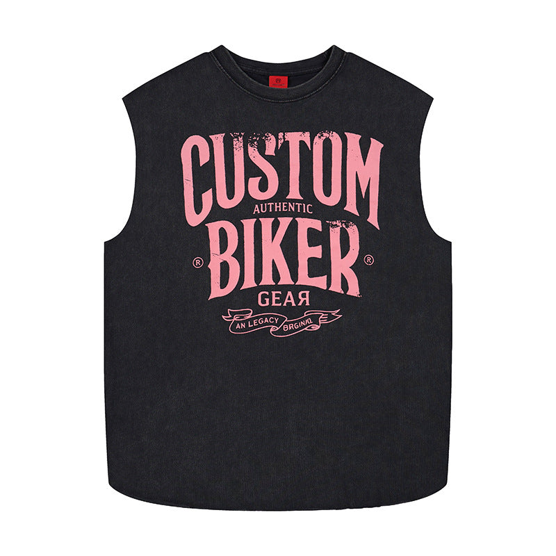 Letter printed wide shoulder vest by eprolo