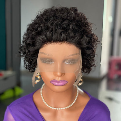 Curly Pixie Cut Lace Wig Human Hair