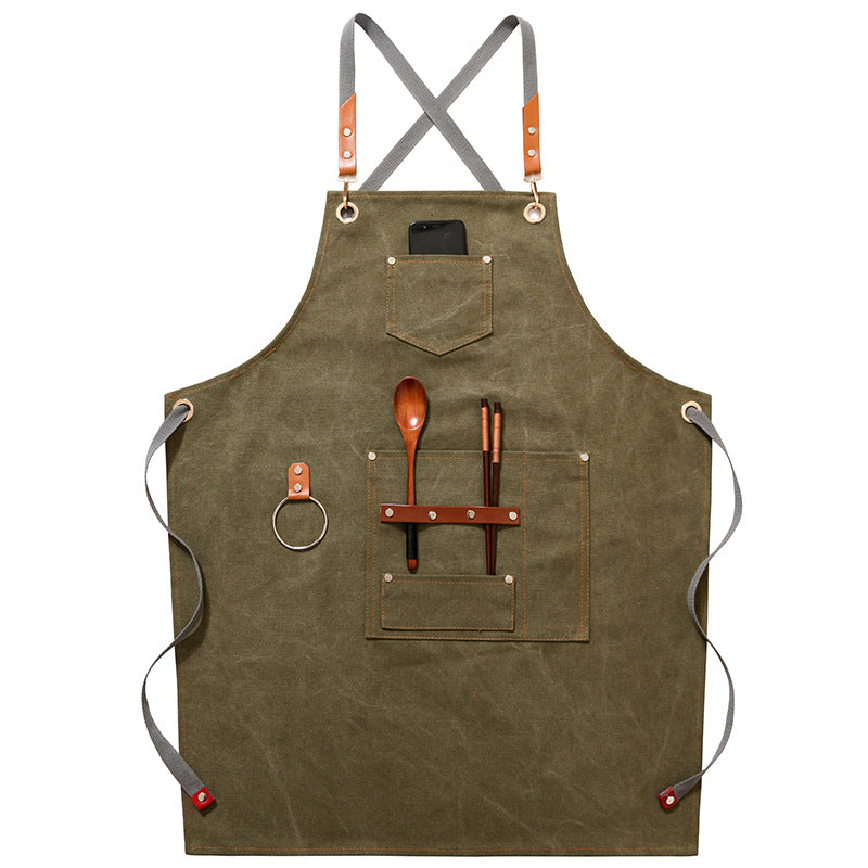 Apron Denim Canvas Cafe Barber Restaurant Unisex Workwear Custom Logo by eprolo