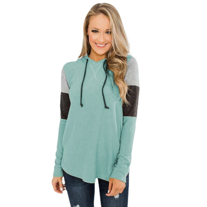 Top Loose Design Hoodie Long-sleeved Contrast Sweater by Badon Shop LLC