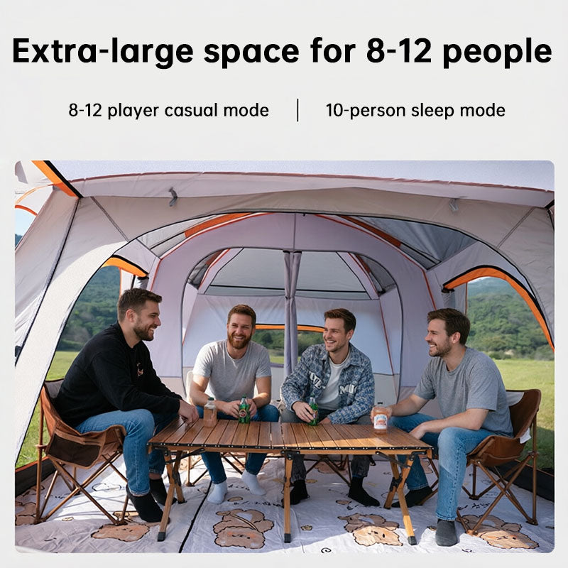 3-12 Person Double Layer 2-Bedroom Family Tunnel Camping Tent Waterproof Windproof UV Resistant for Outdoor Hiking & Camping by eprolo