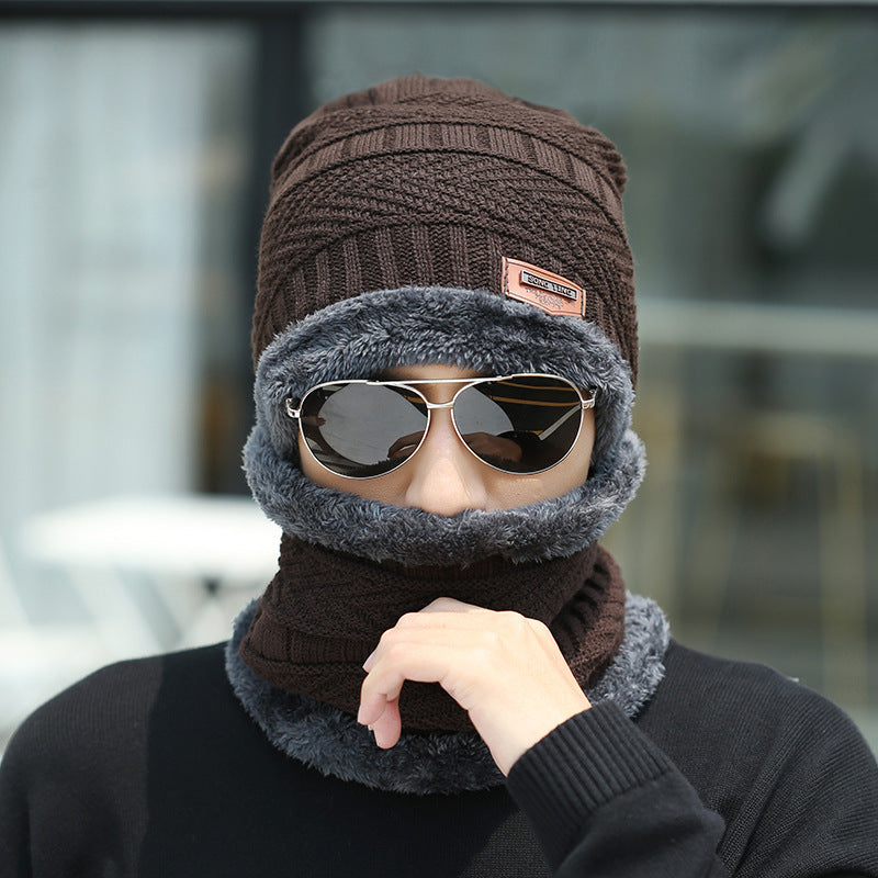 Winter Beanie Hat Scarf Set Warm Knit Hat Thick Fleece Lined Winter Hat Neck Warmer For Men Women by My Store