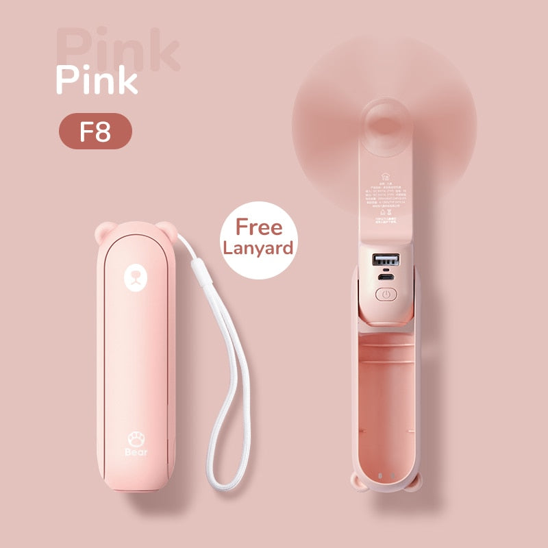 Portable Fan Mini Handheld Fan USB Recharge Hand Held Small Pocket Fan with Power Bank Flashlight Feature by eprolo