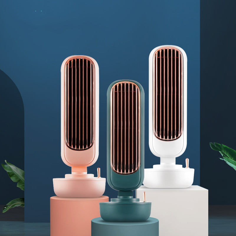 Retro Humidification Tower Fan Creative Two-In-One Spray Fan Desktop USB Integrated Humidification Fan by eprolo