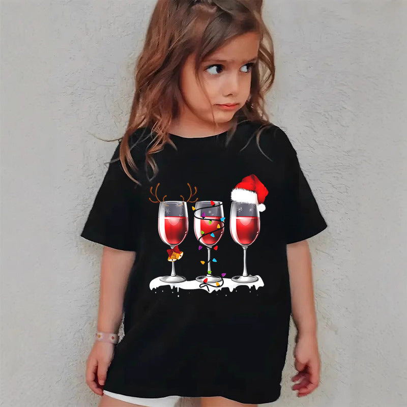 Combed Cotton New Christmas Children's Short Sleeve Girls' T-Shirt Kids Clothing Boys' Short Sleeve by eprolo