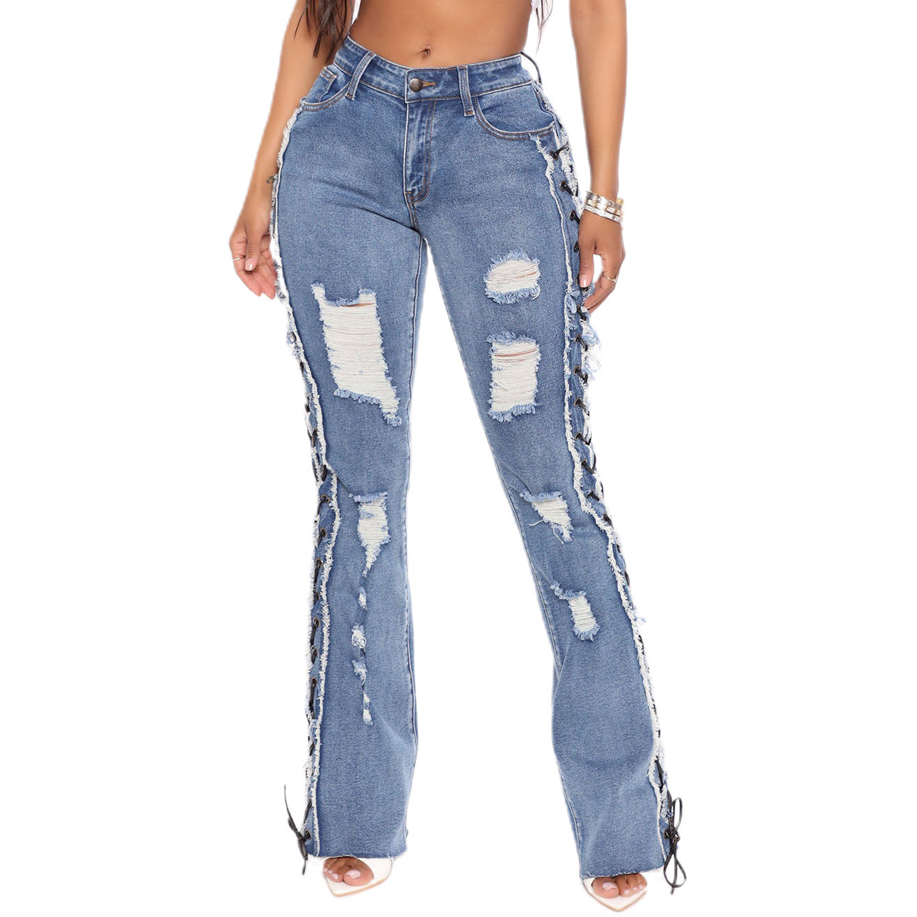 Slim fit ripped denim pants by eprolo