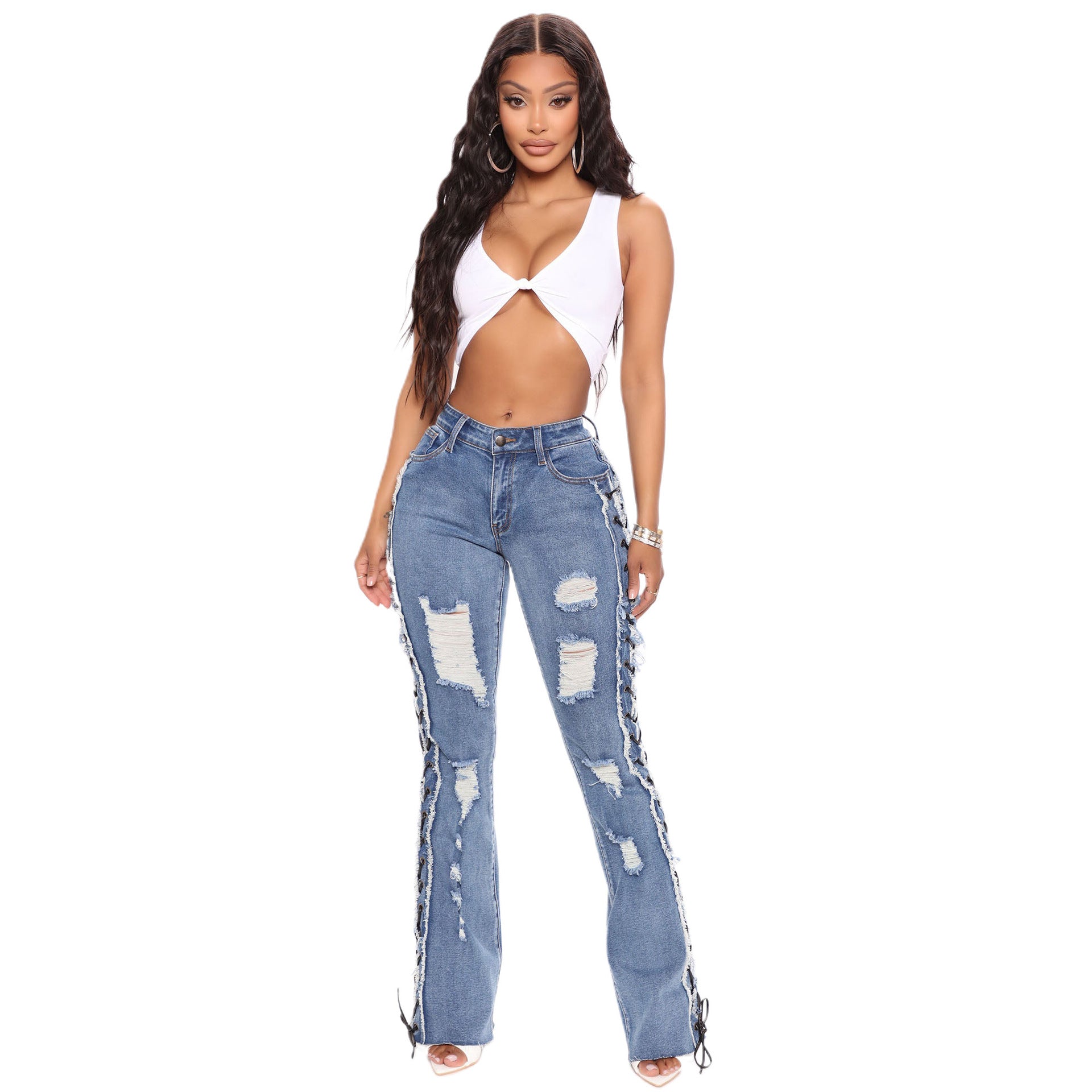 Slim fit ripped denim pants by eprolo