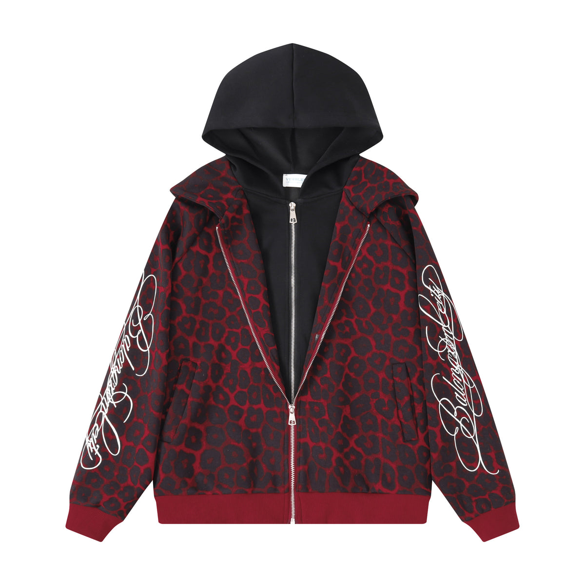 Hooded Zipper Unisex Handwritten Embroidery Zip-Up Hoodie Cardigan by eprolo