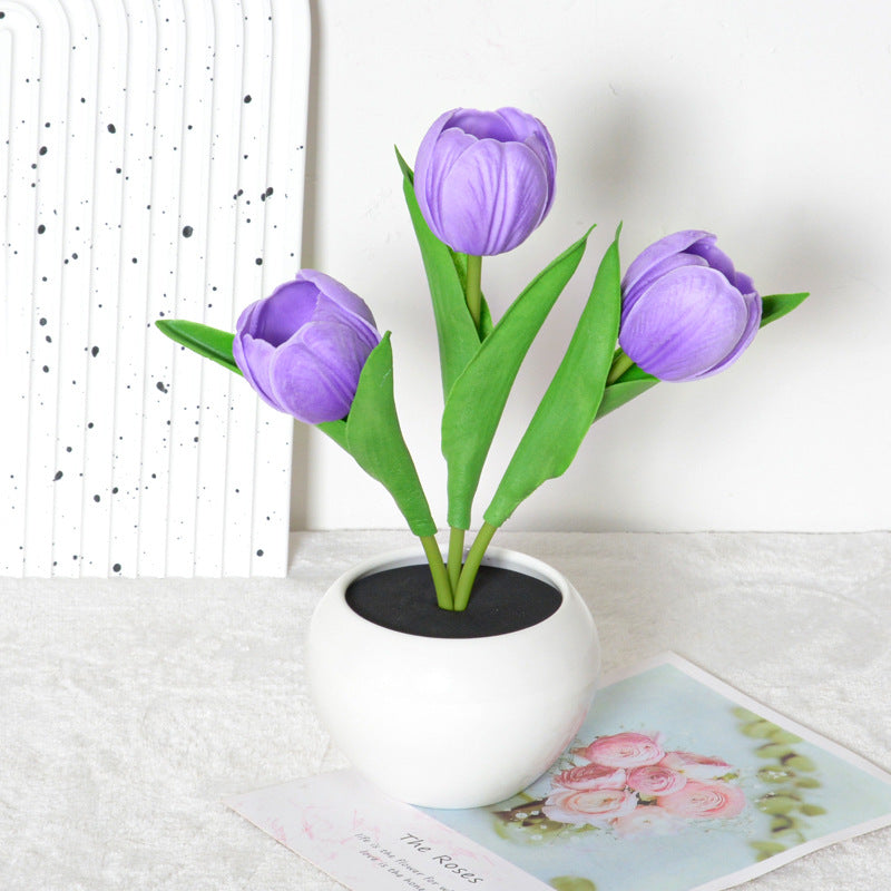 Rechargeable Tulip Night Light LED Simulation Flower Creative Table Light Home Decoration Bedroom Decoration Atmosphere Light by eprolo