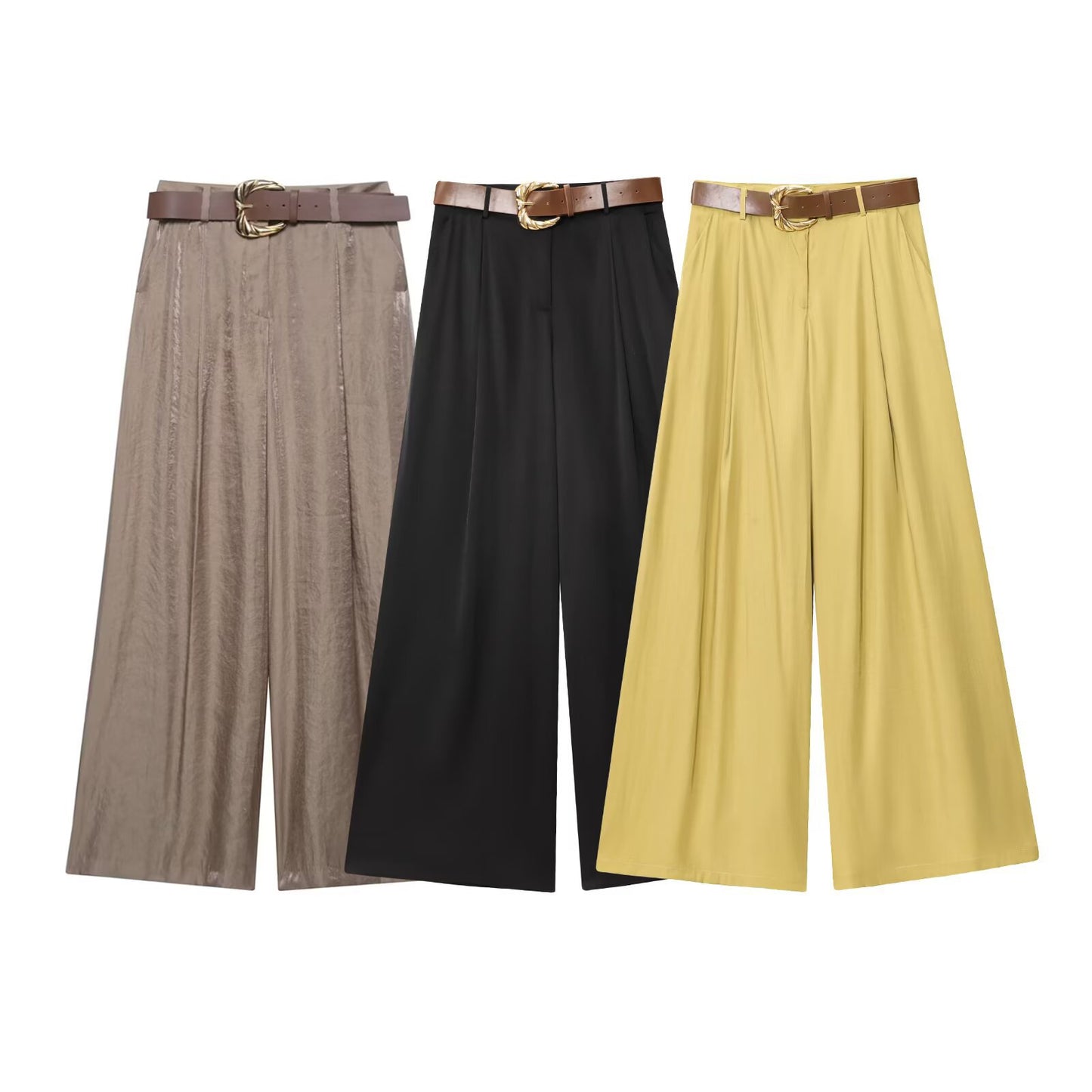 Comes with waistband silk satin wide leg pants by eprolo