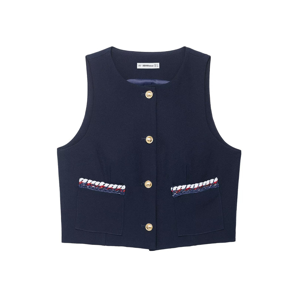 Fancy trimmed vest+shorts set