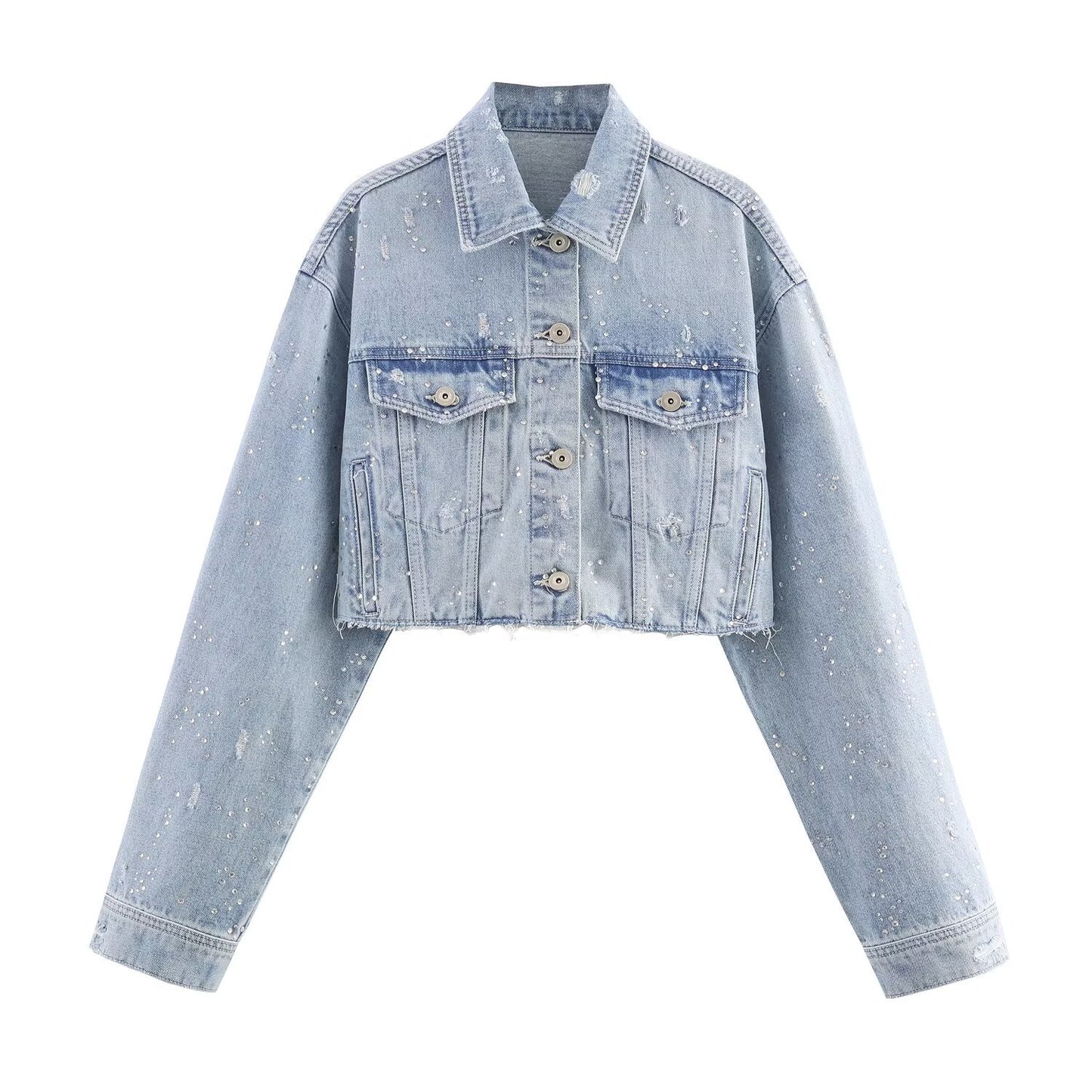 Water drill short denim jacket+pants set by eprolo