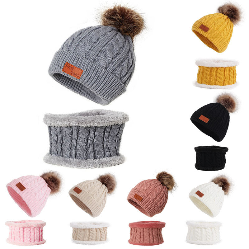 Children's Fashion Simple Hat Scarf Set by My Store