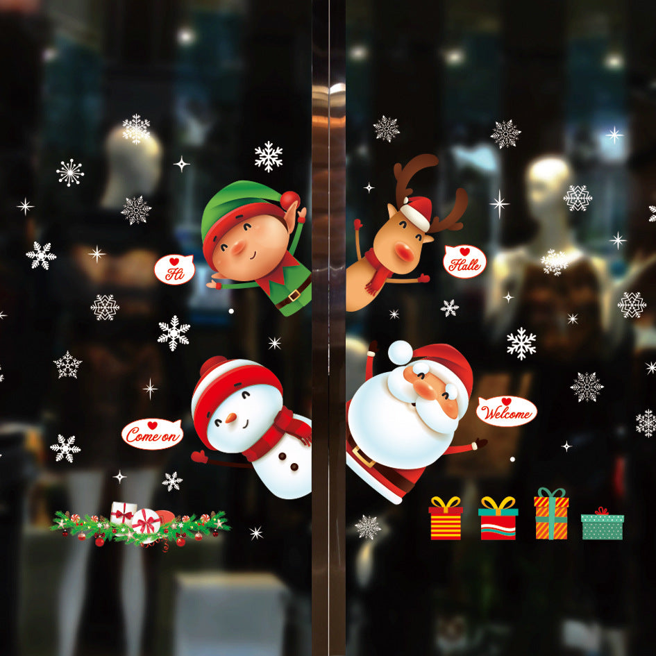 Christmas decorations window glass paste atmosphere Christmas static stickers Christmas decorations Christmas window stickers