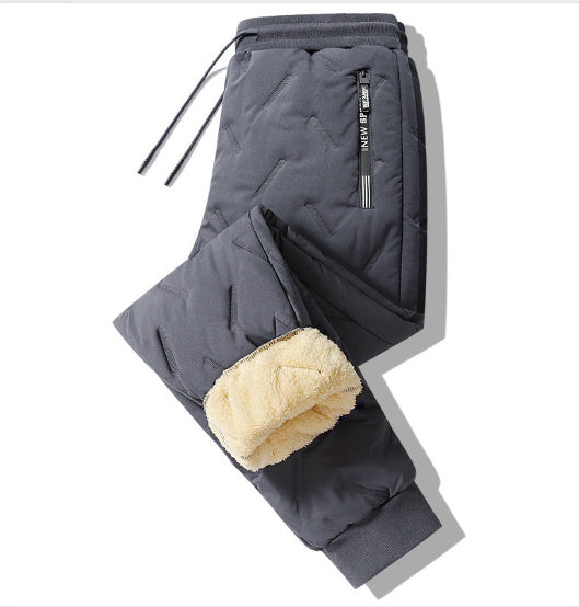 Winter Sweatwear Men Plush Thick Fleece Sweatpant Lambswool Thermal Trousers Casual Pants Waterproof Windproof Warm Cotton Pants by My Store