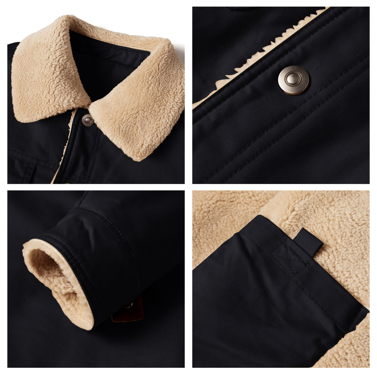 Men's Winter Jacket Lined Sherpa Jacket Warm Trucker Coat Multi Pocket by DERILUJA LLC