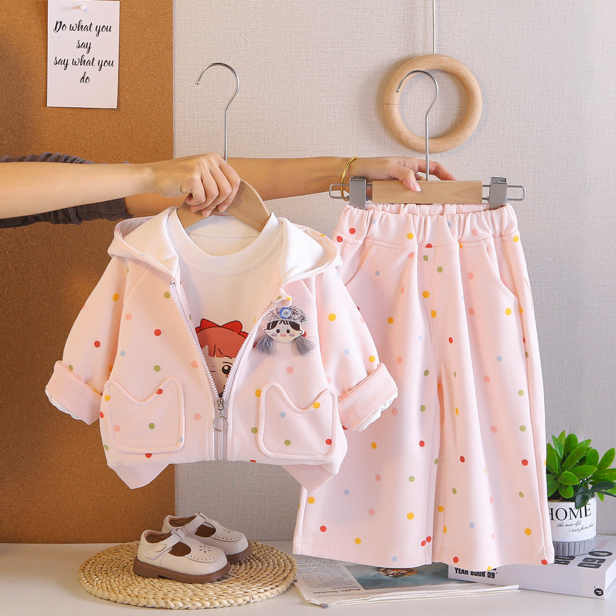 Hooded long sleeved three piece set for baby girls' clothing by eprolo