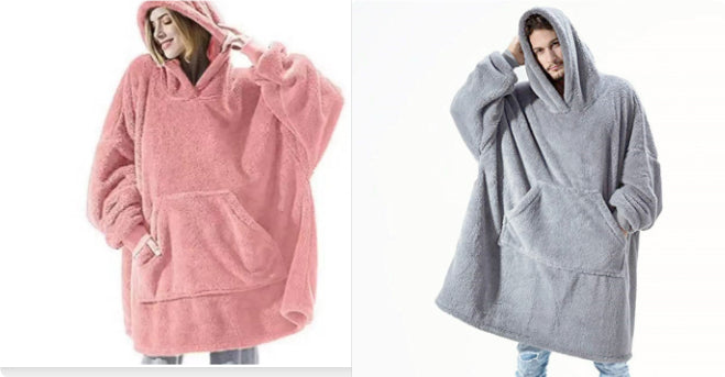 Hoodie Sweatshirt With Big Pocket Tops Sweater Comfortable Loose Double-Sided Fleece Thicker Wearable Blanket by DERILUJA LLC