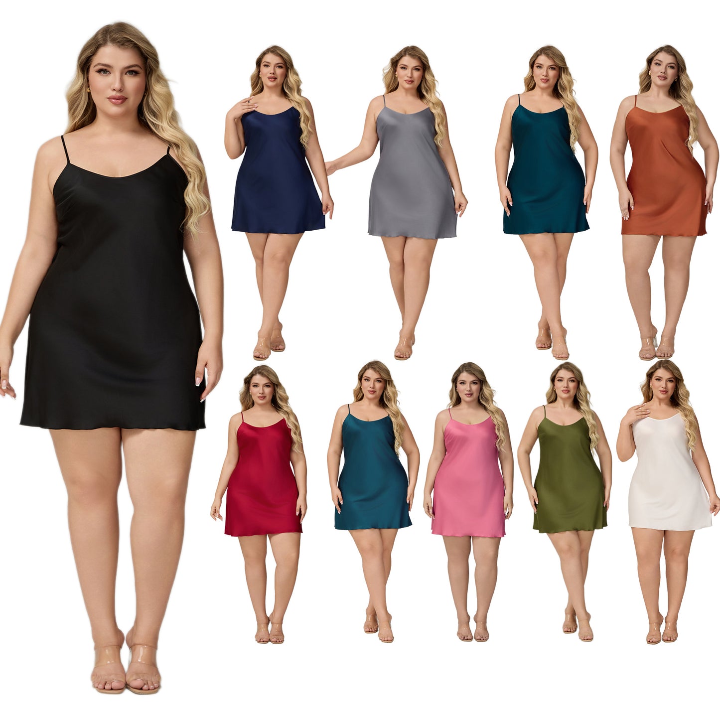 Elegant Satin Chiffon Sleepwear for Women, Summer Strap Sexy Nightdress, Simple Home Wear by eprolo