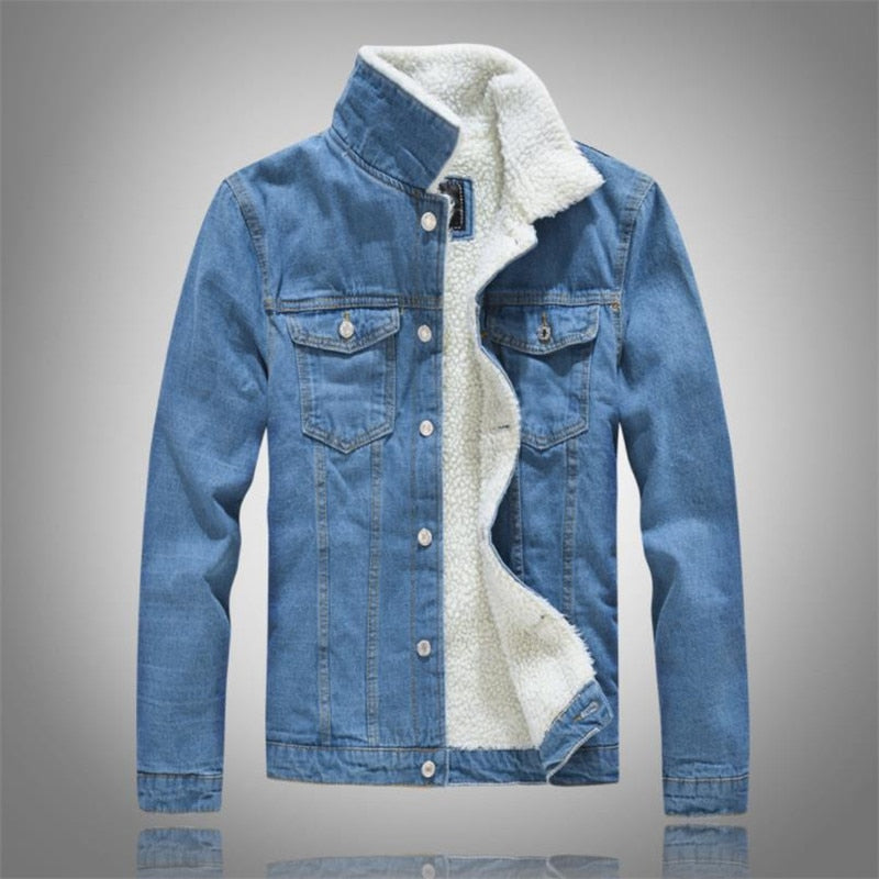 Winter Men's Casual Denim Jacket Plus Velvet Warm Cotton Coat by eprolo
