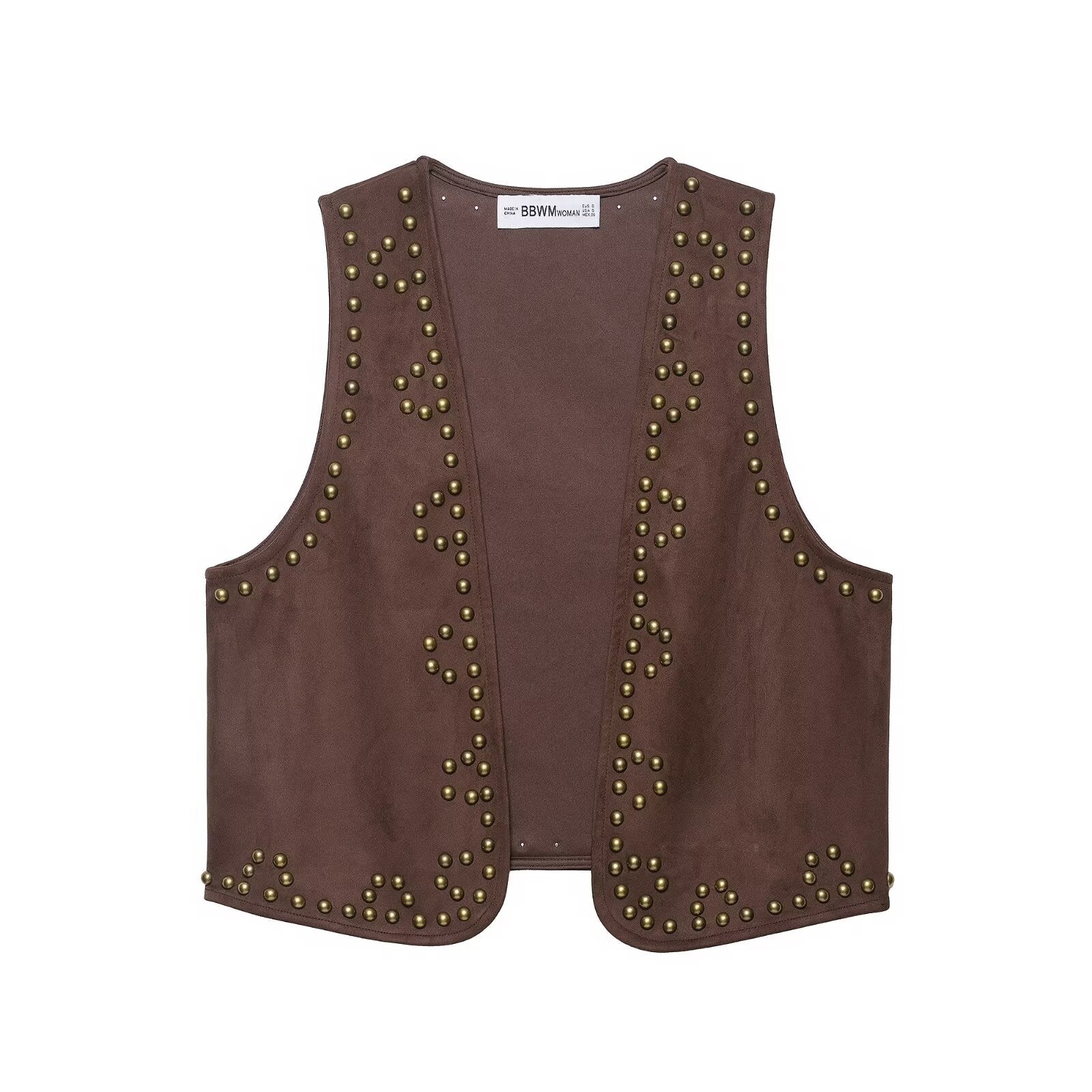 Rivet suede effect vest+shorts set by eprolo