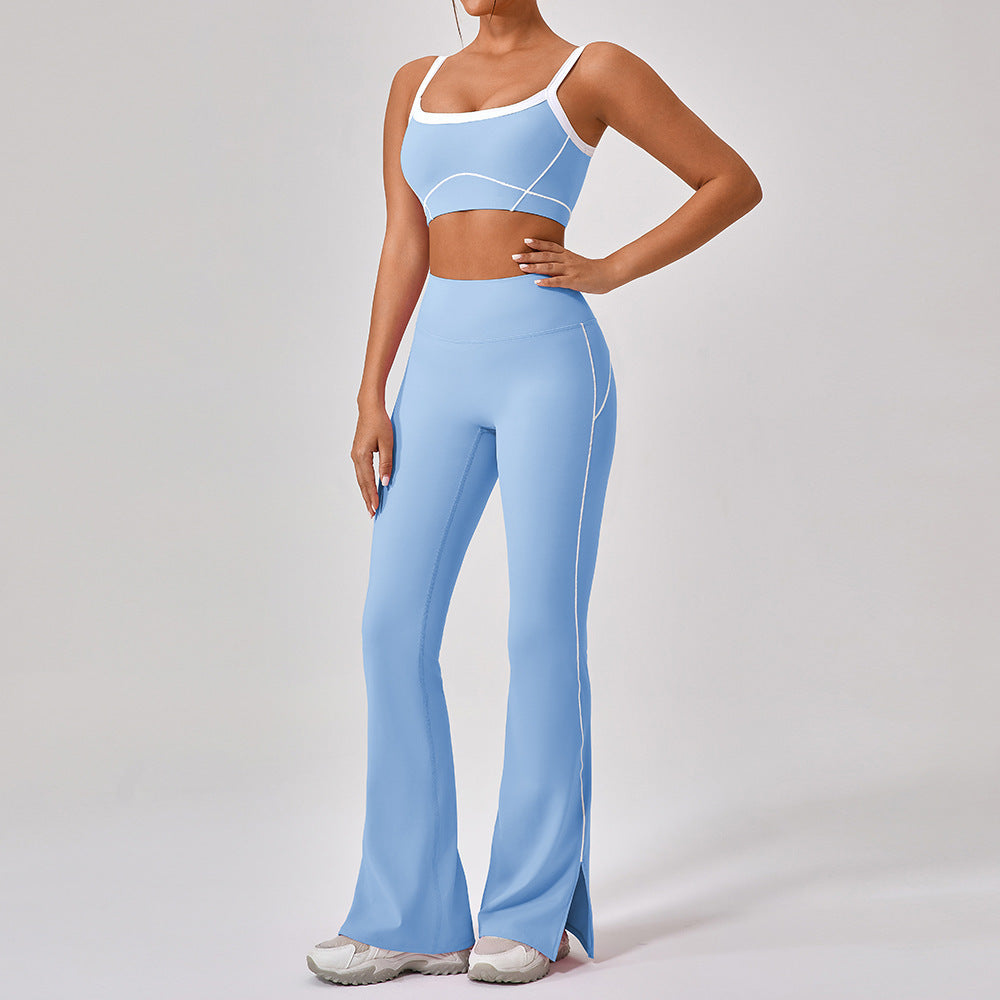 Outdoor Sports Yoga Suits Women's Spaghetti Strap Contrast Color Fitness Set Outfits by My Store