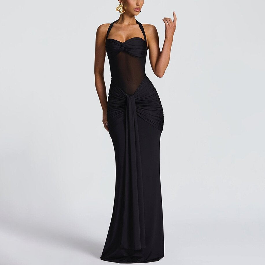 Amazon Cross-Border 2026 New European And American Style Ruched Women's Long Dress, Fashionable And Sexy Backless Bodycon Dress by DERILUJA LLC
