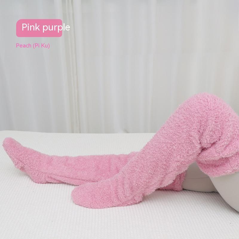 Over Knee High Fuzzy Long Socks Winter Warm Cold Leg Knee Joint Cold-proof Stockings Home Floor Sleeping Socks by My Store