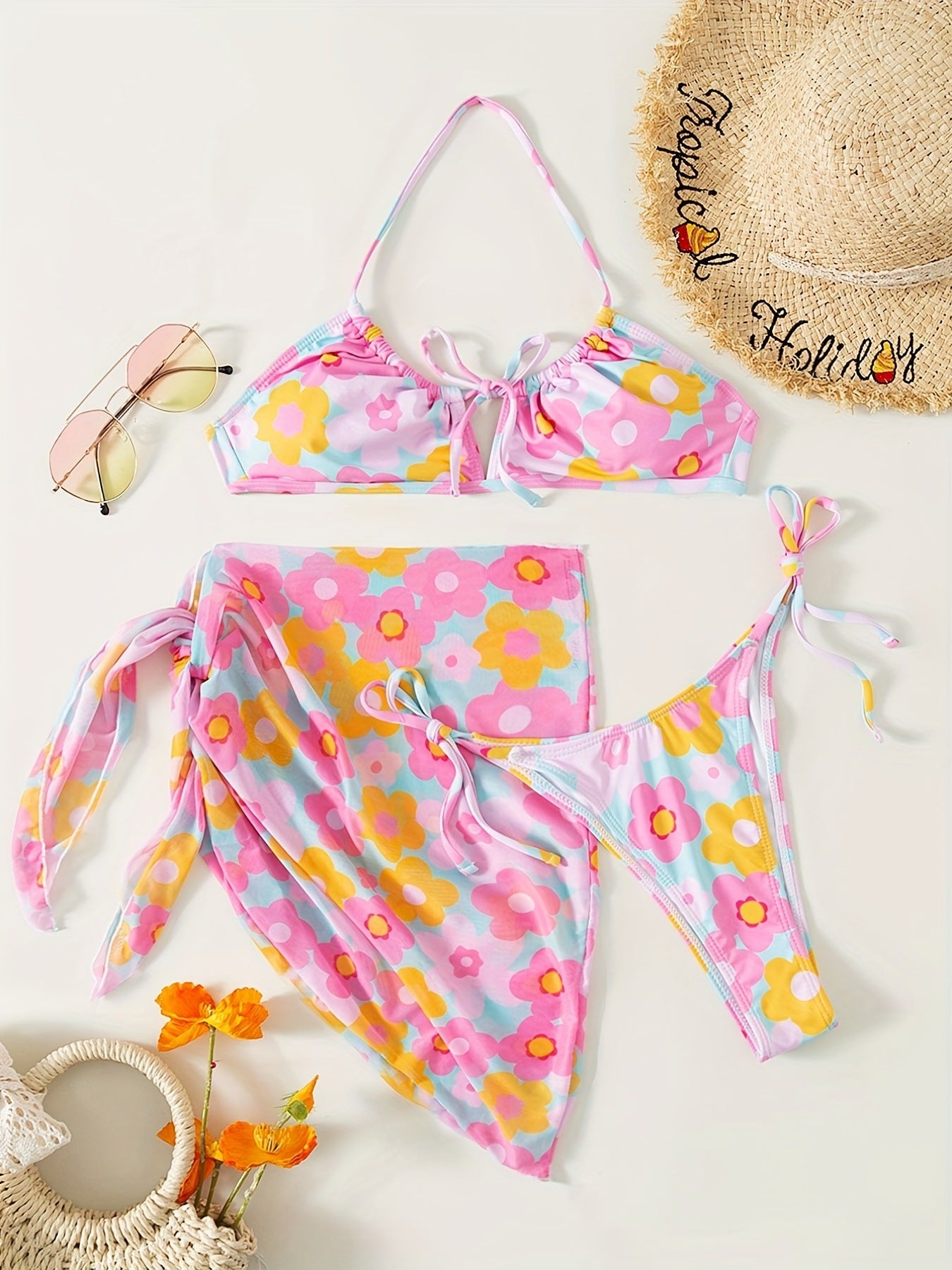 Swimsuit women strapless three piece set bikini girl by eprolo