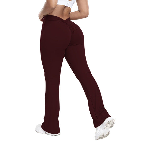 Peach trumpet pants for women, yoga high waisted and hip lifting tight pants, wide leg fitness pants for women by eprolo