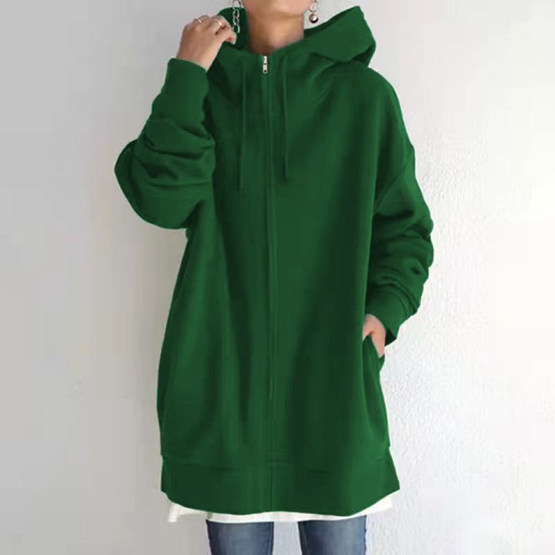 Women's Fuzzy Hoodies Long Sport Pullover Hoodie Full-Zip Hoodie Sweatshirt by DERILUJA LLC