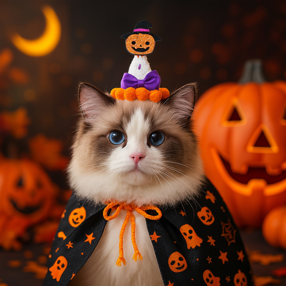 Pet Accessories Hat Halloween Festival Small Size Wizard Pumpkin Hat for Dogs and Cats Knit Hat for Small Dogs by eprolo