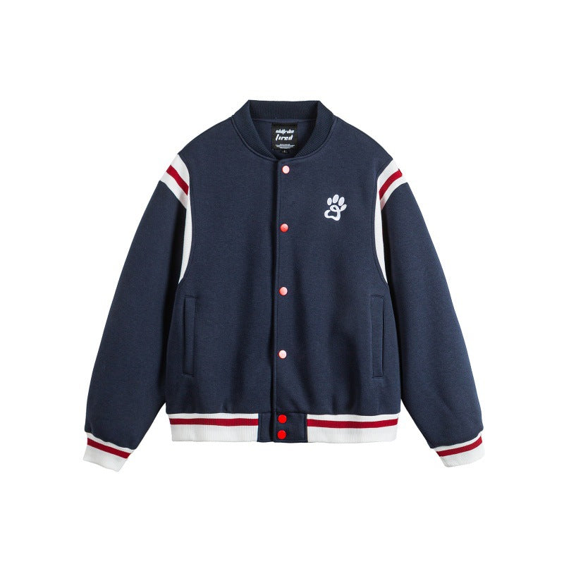 Color-blocked Patchwork Loose Baseball Jacket by eprolo