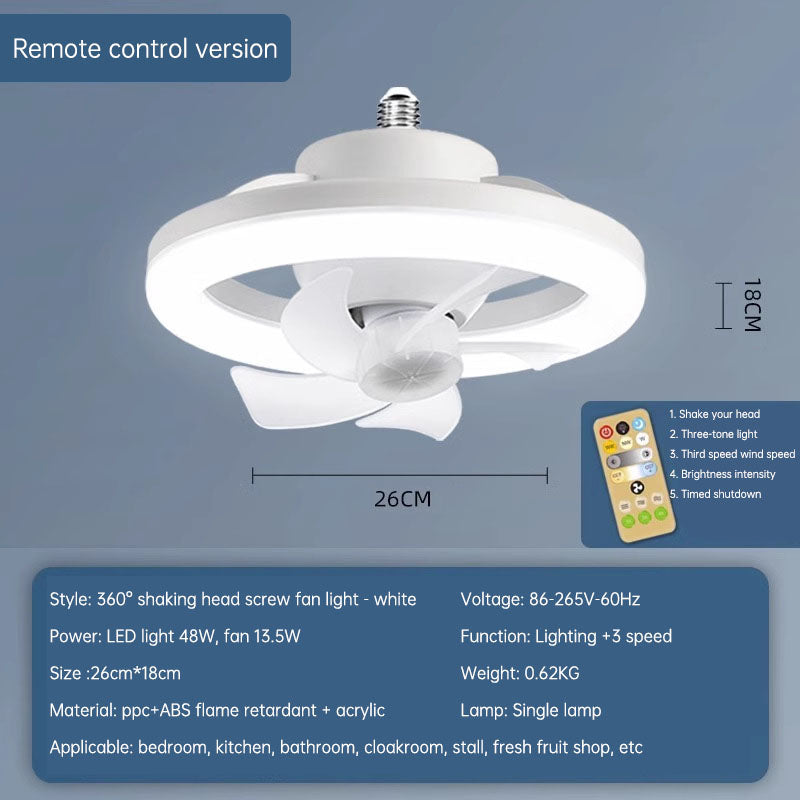 360 Rotating 48W Ceiling Fan E27 With Led Light And Remote Control 360 Rotation Cooling Electric fan Lamp Chandelier For Room Home Decor by eprolo