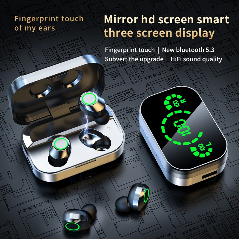 Mirror digital YD03 wireless Bluetooth earphones TWS in ear high battery Bluetooth earphones by eprolo
