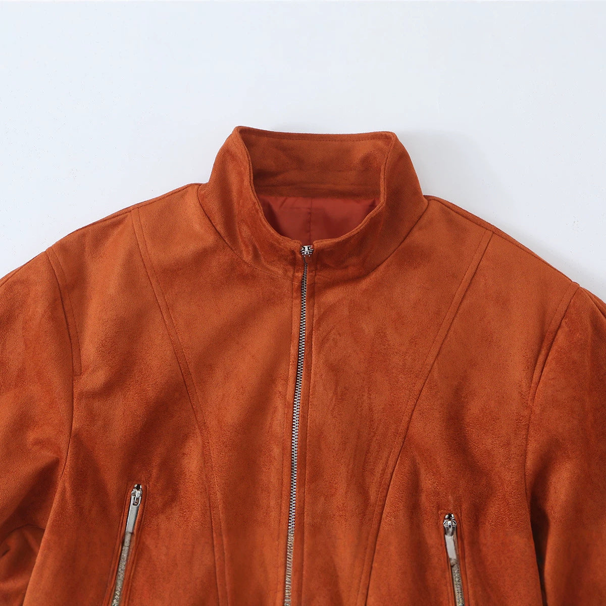 Zipper stand up collar suede textured jacket by eprolo