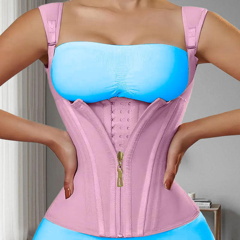 Double Layer Steel Bone Slimming Waist Training Shaping Top with Abdominal Support Latex Shapewear Vest by eprolo