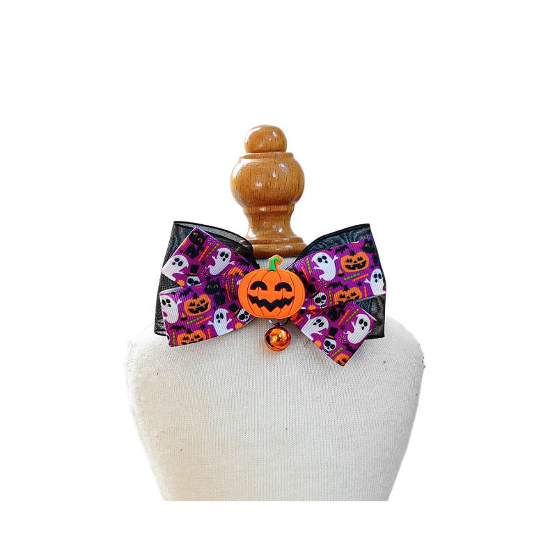 Pet Halloween Pet Collar with Funny Pumpkin Decoration, Dog Collar with Bow Tie, Cat Scarf for Small Dogs by eprolo