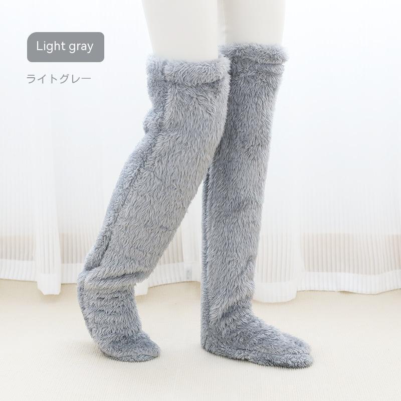 Over Knee High Fuzzy Long Socks Winter Warm Cold Leg Knee Joint Cold-proof Stockings Home Floor Sleeping Socks by My Store
