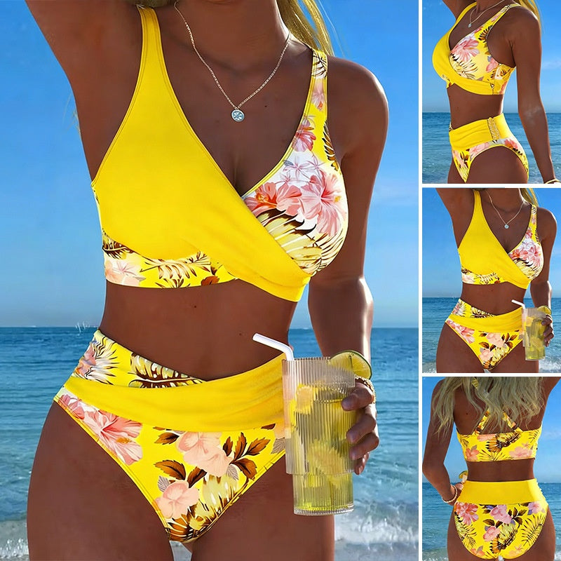 Women's Floral Print Bikini Casual Set by DERILUJA LLC