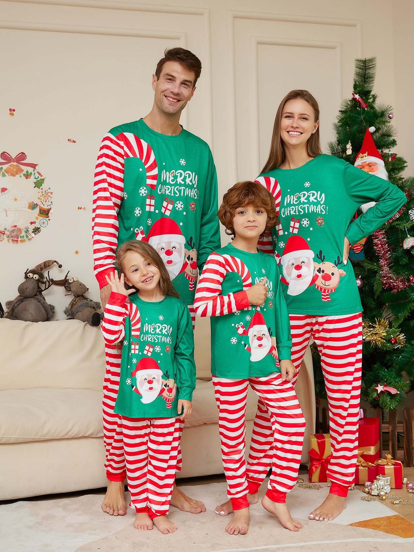 New Cartoon Santa Claus Letter Printing Parent-child Christmas Pajamas Home Wear Suit by My Store