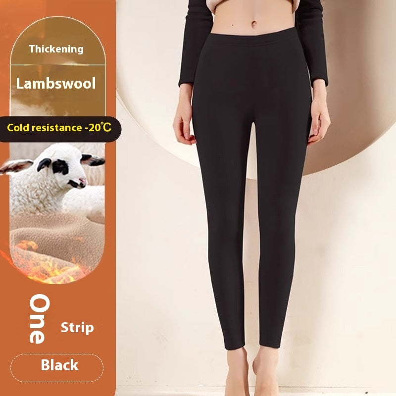 Warm Cashmere Leggings Winter Solid Slim Pants Fashion Trousers For Women Clothing by DERILUJA LLC