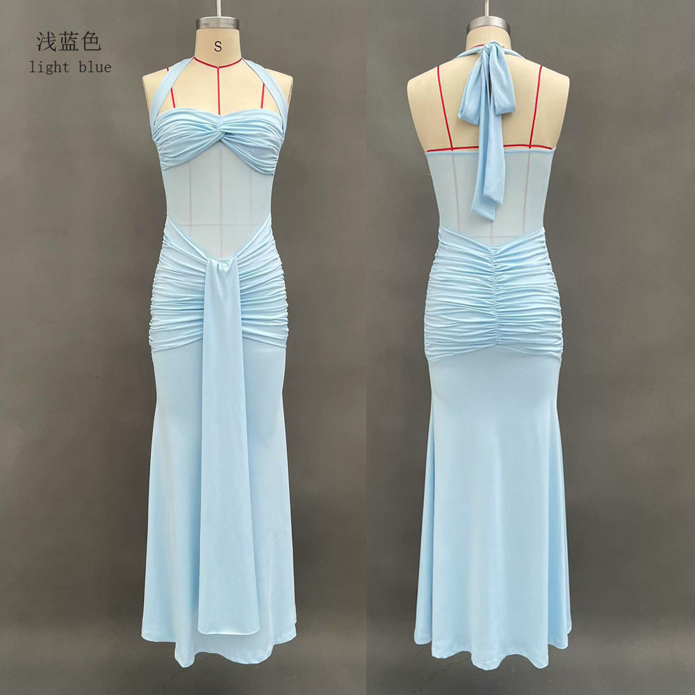 Amazon Cross-Border 2026 New European And American Style Ruched Women's Long Dress, Fashionable And Sexy Backless Bodycon Dress by DERILUJA LLC