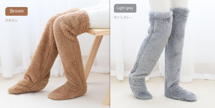 Over Knee High Fuzzy Long Socks Winter Warm Cold Leg Knee Joint Cold-proof Stockings Home Floor Sleeping Socks by My Store