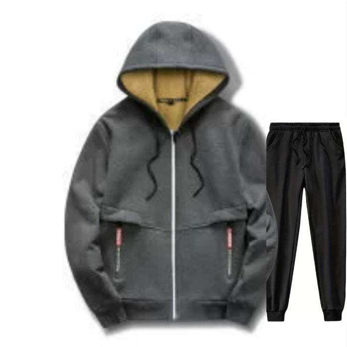 Hooded Fleece Plus Thick Lamb Fleece Cardigan Sweater by My Store