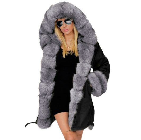 Cotton-padded Jacket Fur Collar Coat Hooded by DERILUJA LLC