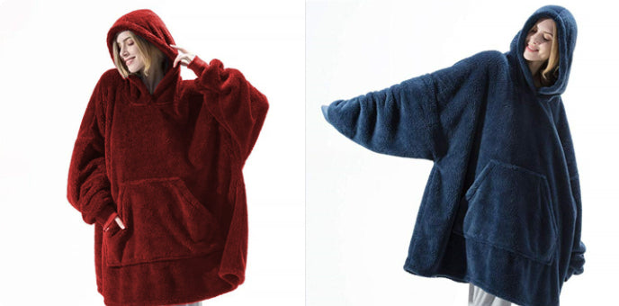 Hoodie Sweatshirt With Big Pocket Tops Sweater Comfortable Loose Double-Sided Fleece Thicker Wearable Blanket by DERILUJA LLC