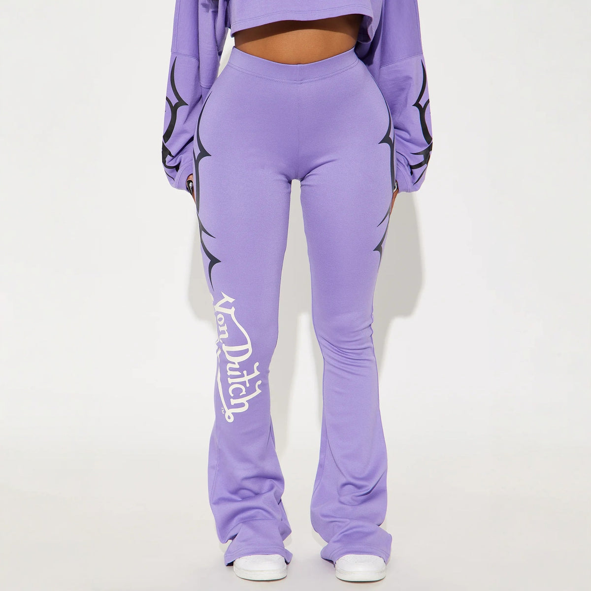 Womens Casual Solid-color Letter-print Cropped Top And Pants Set by DERILUJA LLC